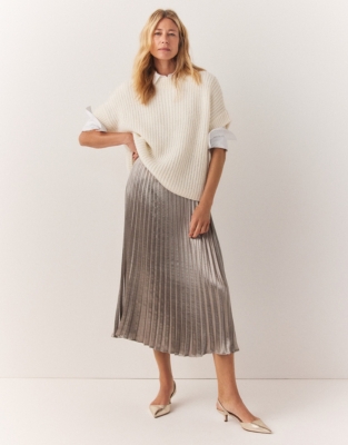 Metallic pleated shop skirt silver