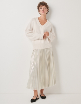 Metallic Pleated Skirt