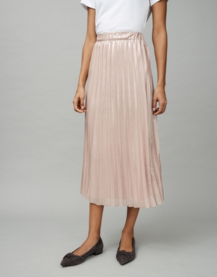 Metallic Pleated Skirt