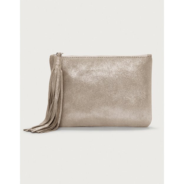 Metallic Suede Tassel Clutch Bag | Accessories Sale | The White Company UK