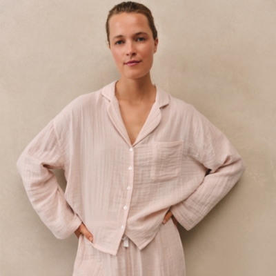 Micro Gingham Double Cotton Drop Shoulder Pyjama Set