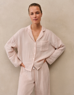 Micro Gingham Double Cotton Drop Shoulder Pyjama Set
