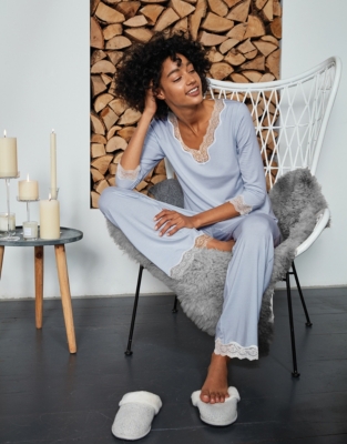 Micro Stripe Pyjama Set Nightwear & Robes Sale The White Company UK