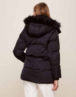 white company long puffa coat