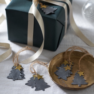 Mini Metal Christmas Tree Decorations Set of 12 Home Accessories