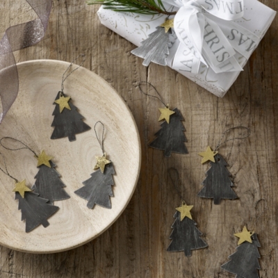 Mini Metal Tree Decorations Set of 10 Christmas Sale The White