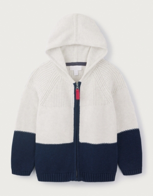 Mixed Knit Colorblock Hooded Cardigan (0–18mths)