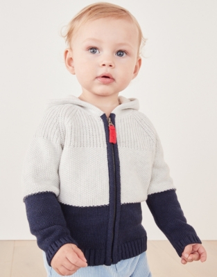 Mixed Knit Colourblock Hooded Cardigan (018mths) Baby Boys' The