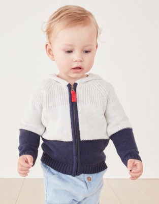 Mixed Knit Colourblock Hooded Cardigan (018mths) Baby Boys' The
