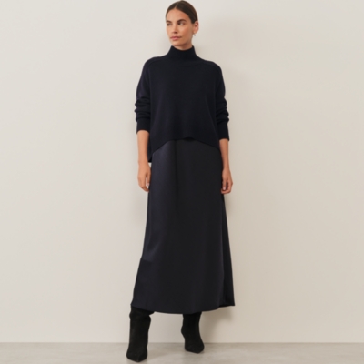 Mixed Media Funnel Neck Dress