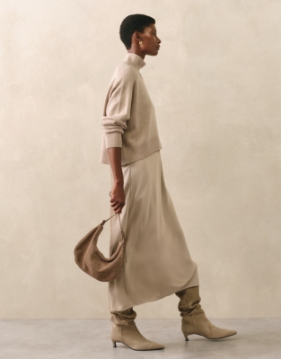 Mixed Media Funnel Neck Dress