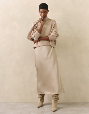 Mixed Media Funnel Neck Dress - Hazelwood