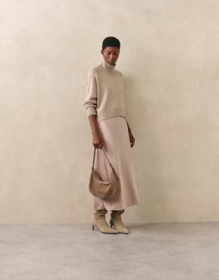 Mixed Media Funnel Neck Dress - Hazelwood