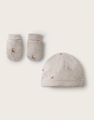 Modal Blend Winter Deer Hat & Mittens Set (0–12mths)