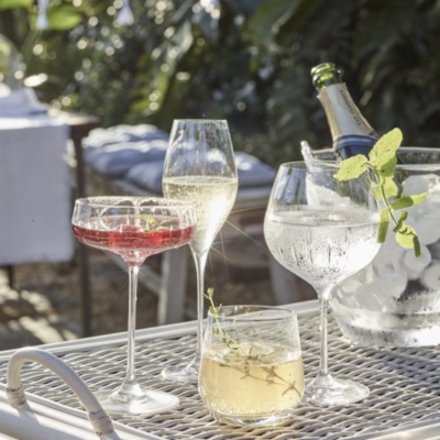 Monroe Cut Glass Champagne Coupes Set of 2 Glassware The White