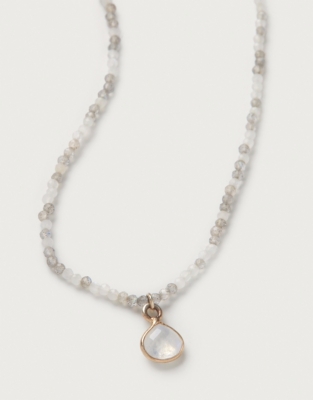 Moonstone & Labradorite Beaded Necklace