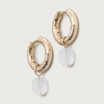 Moonstone Drop Hoop Earrings