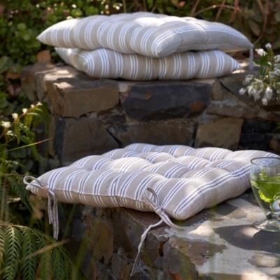 Natural Stripe Tufted Seat Pad Garden Furniture The White