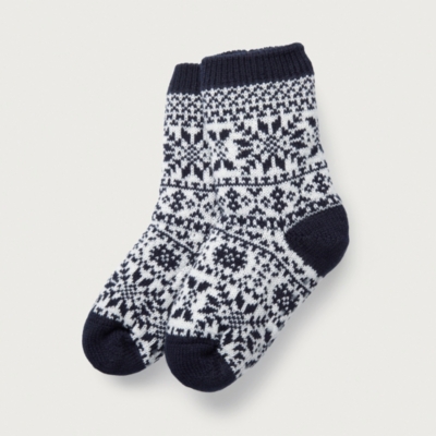 Navy Fair Isle Slipper Socks