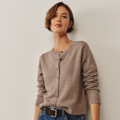 Neat Crew Neck Cardigan with Cashmere