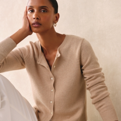 Neat Crew Neck Cardigan with Cashmere