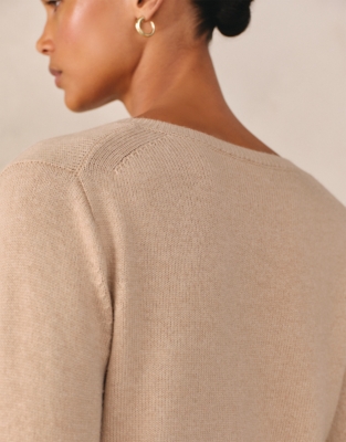 Neat Crew Neck Cardigan with Cashmere