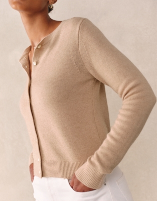 Neat Crew Neck Cardigan with Cashmere
