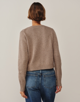 Neat Crew Neck Cardigan with Cashmere