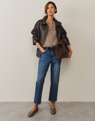 Neat Crew Neck Cardigan with Cashmere