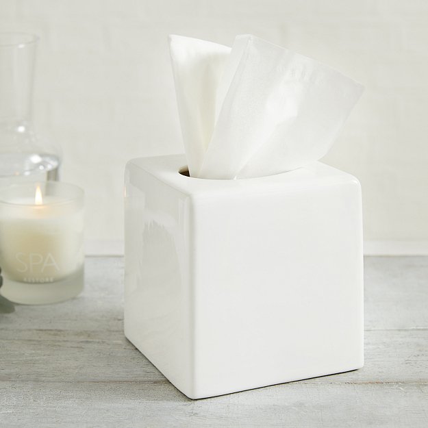Newcombe Ceramic Tissue Box Cover   | Decorative Accessories | The  White Company