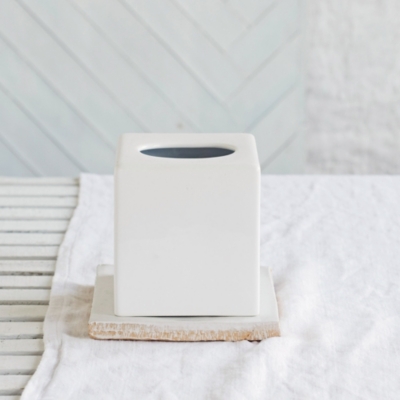 White ceramic tissue clearance box holder