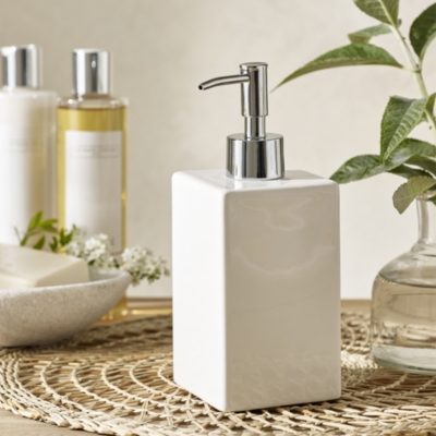 White ceramic shop soap dispenser