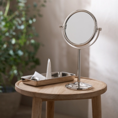 Nickel Pedestal Vanity Mirror