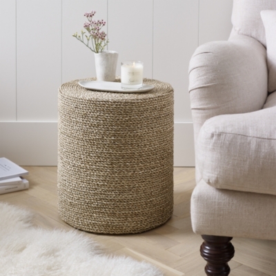 White wicker deals stool