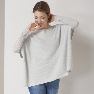 Oversized Ribbed Poncho | Ponchos | The White Company UK