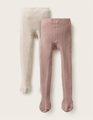ORGANIC COTTON BLEND RIB TIGHTS 2 PACK