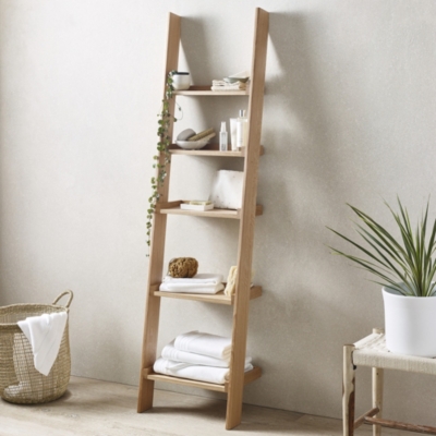 Rustic oak outlet ladder shelf