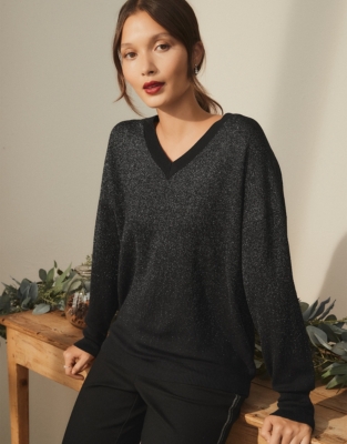 V neck outlet sparkly jumper