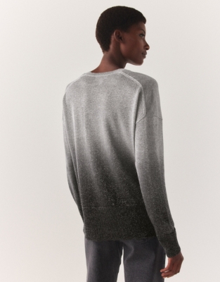 Ombre Sparkle V-Neck Sweater