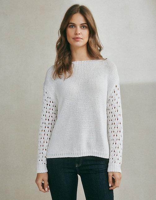 Open Stitch Cotton Sweater | Sweaters & Cardigans | The White Company US
