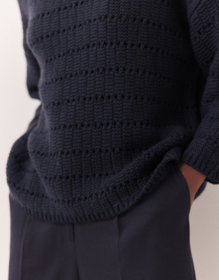 Open Stitch Sweater with Cashmere