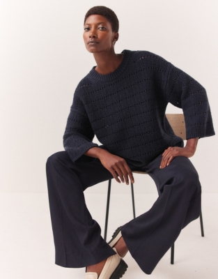 Open Stitch Sweater with Cashmere