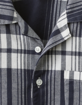 Organic Brushed Cotton Relaxed Fit Traditional Navy Wide Check Pyjamas (1–12 yrs)