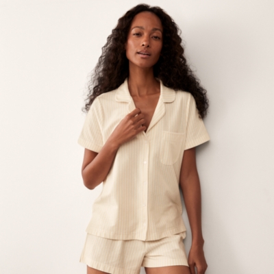 Organic Brushed Cotton Stripe Shortie Pyjama Set