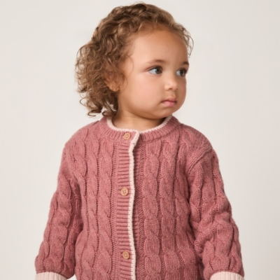 Organic Cotton & Wool Chunky Cable Cardigan (0–6yrs)