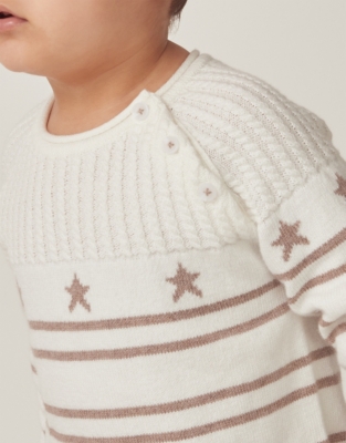 Organic Cotton & Wool Star Knitted Romper (0–24mths)