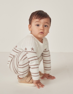 Organic Cotton & Wool Star Knitted Romper (0–24mths)