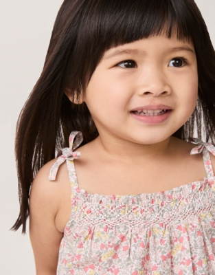 Organic Cotton ‘Manon’ Floral Shirred Tie Shoulders Top & Bloomers Set (0–24mths)