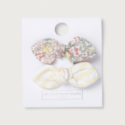Organic Cotton ‘Manon’ Print & Striped Hair Clips – Set of 2