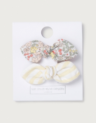Organic Cotton ‘Manon’ Print & Striped Hair Clips – Set of 2